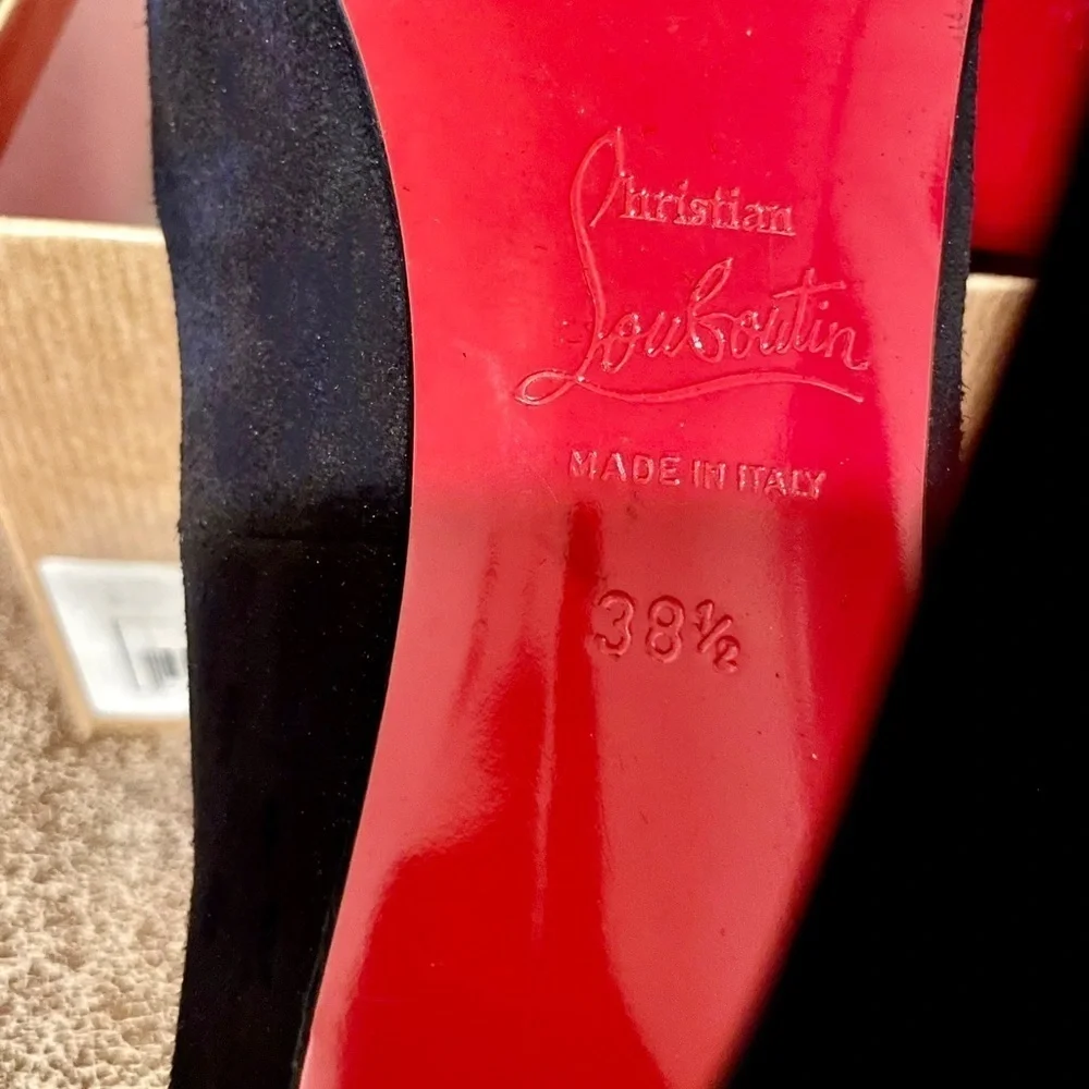 Christian Louboutin Very Prive 120mm Veau velour platform Peep pump EU 38.5